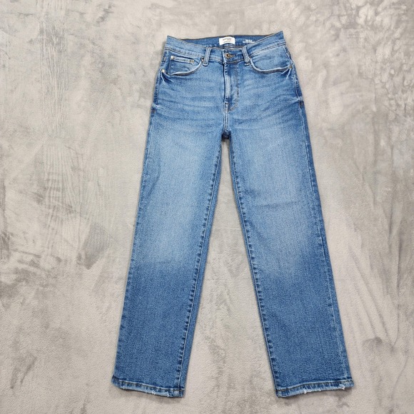 Kensie Denim - Kensie Jeans Womens 4/27 Blue High Rise The Ella Straight Stretch Denim Casual